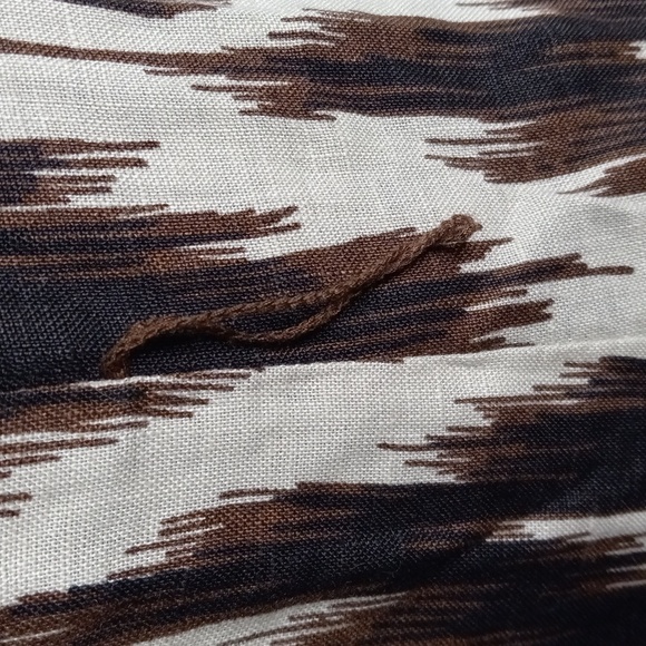 Chico's 1.5 M Shirt Dress Abalone Shell Buttons Front Brown White Black Midi - Picture 10 of 13